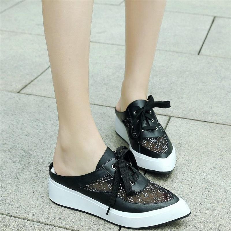 Slippers Fashion Sneakers Women Lace Up Genuine Leather Wedges Punk Female Pointed Toe Roman Sandals Summer Platform Pumps Shoes, Black
Slippers Fashion Sneakers Women Lace Up Genuine Leather Wedges Punk Female Pointed Toe Roman Sandals Summer Platform Pumps Shoes, Black