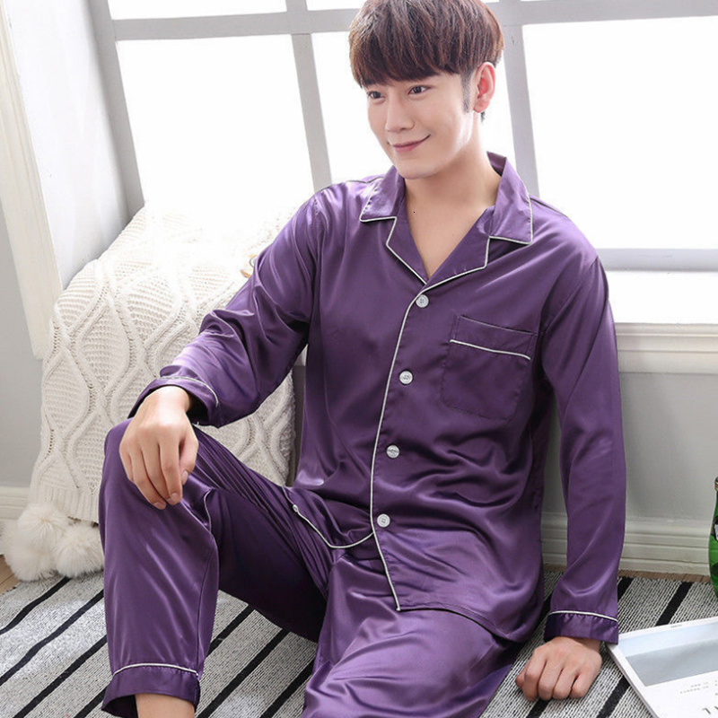 Men's Sleepwear AIPEACE Pajama suit Satin Silk Pajamas Sets Couple Sleepwear Family Pijama Lover Night Suit Men Women Casual Home Clothing 230317