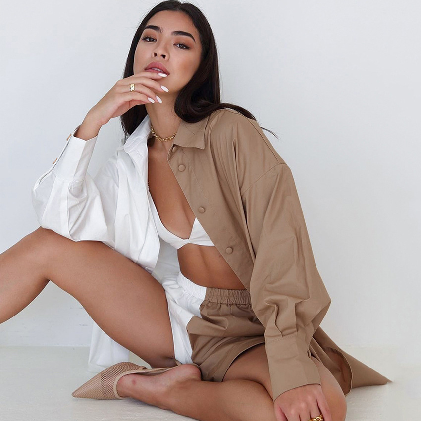 Womens Two Piece Pants TYBURN Summer Cotton Linen Casual 2 Sets Outfits Long Sleeved Shirts Shorts Two Fashion Suit 230317