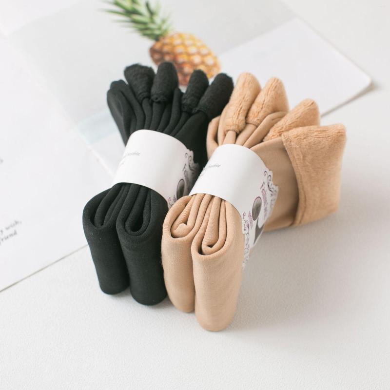 Women Socks Winter Style Snow With Velvet And Thick Women's Silk Long Sock, Black
