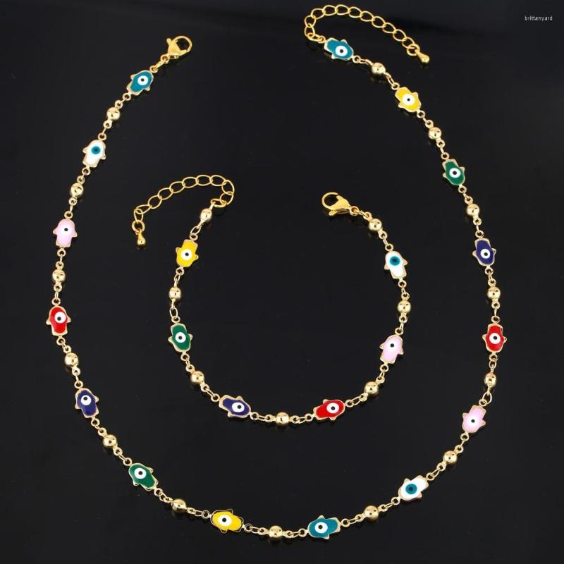 Necklace Earrings Set Colorful Enamel Hand Of Fatima Gold Color Bracelet Jewelry Women Casual Gifts, Picture shown
Necklace Earrings Set Colorful Enamel Hand Of Fatima Gold Color Bracelet Jewelry Women Casual Gifts, Picture shown
