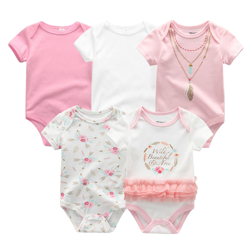 Rompers 5PCS/Lot Baby Boys Clothes Unicorn Girls Clothing Bodysuits Baby Girls Clothes 0-12M born 100%Cotton Roupas de bebe 230317