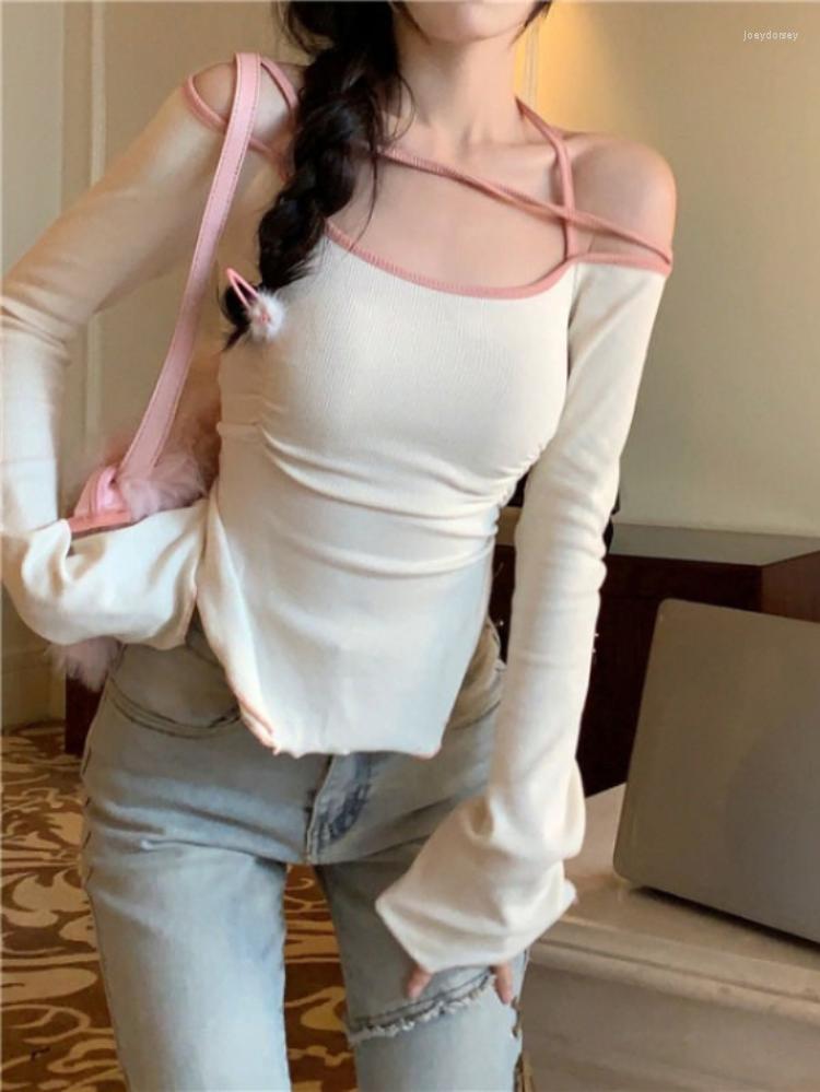 Women' T Shirts Y2k Aesthetic Halter T-shirt Sweet Off Shoulder Long Sleeve Top Women Harajuku Irregular Slim Contrast Color Patchwork, Black
Women' T Shirts Y2k Aesthetic Halter T-shirt Sweet Off Shoulder Long Sleeve Top Women Harajuku Irregular Slim Contrast Color Patchwork, Black