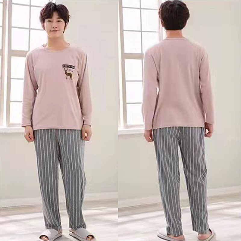 Men's Sleepwear Mens Pajamas Letter Striped Casual Soft Sleepwear Cartoon Breath Pajama Sets Sleep Lounge Pyjamas Spring Autumn Comfort Homewear 