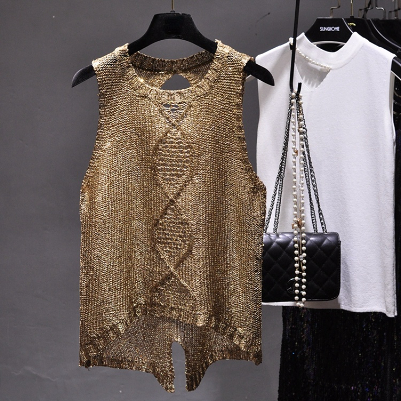 Women's Tanks Camis Spring and Summer Sexy Cut-out Round-Neck Slit Irregular Sequins Camisole Transparent Loose Sleeveless Top Tank Femme 230317, Khaki
Women's Tanks Camis Spring and Summer Sexy Cut-out Round-Neck Slit Irregular Sequins Camisole Transparent Loose Sleeveless Top Tank Femme 230317, Khaki