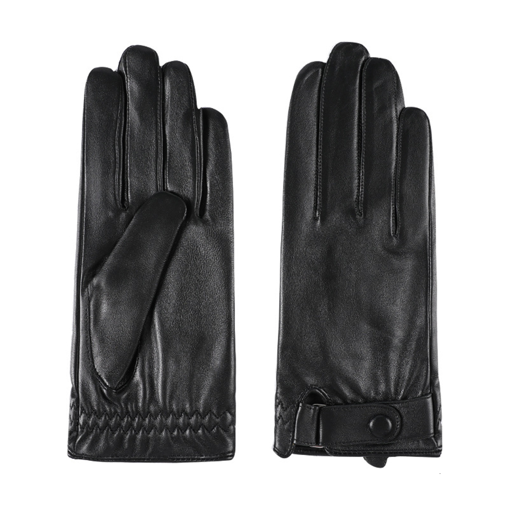 Five Fingers Gloves High Quality Autumn Winter 100% Geniune Sheepskin Leather Gloves Men Driving Mittens Warm Touch Screen Male Windproof S2197 230317