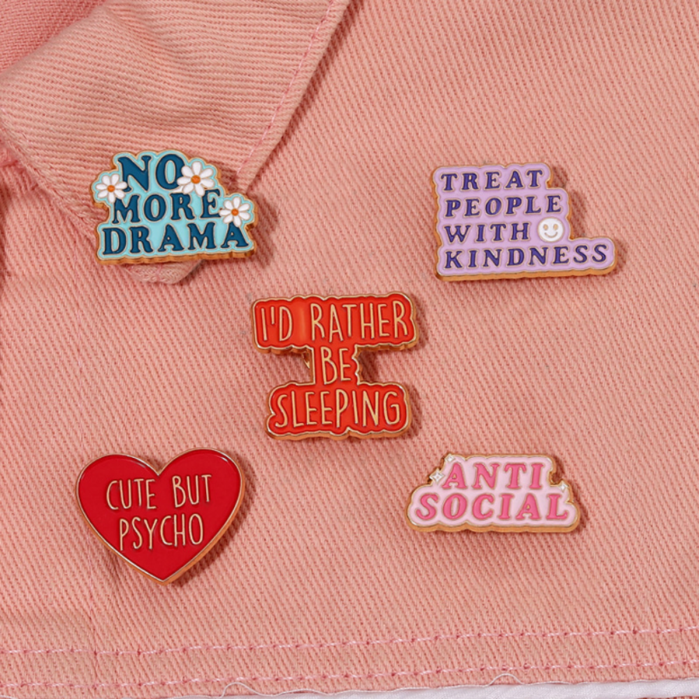 Brooches Pin for Women Men for Coat Shirt Sweater Jewelry Letter It's Friday Study Metal Bag Decor Brooches and Pins for Sale