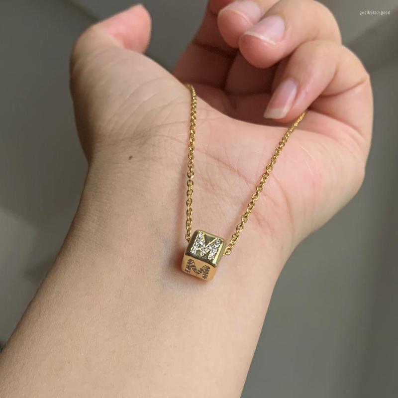 Pendant Necklaces Cute Cubic Zircon Initial Letter Hollow Square Charm Choker Necklace Trendy Gold Color CZ Alphabet Collar Steel Thin Chain
Pendant Necklaces Cute Cubic Zircon Initial Letter Hollow Square Charm Choker Necklace Trendy Gold Color CZ Alphabet Collar Steel Thin Chain