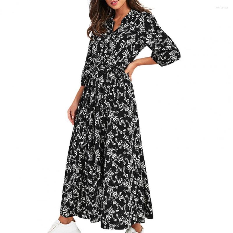 Party Dresses Women Dress 3/4 Sleeve Vintage Floral Print Maxi Turn Down Collar V-neck Belt Boho Sundress, Black
Party Dresses Women Dress 3/4 Sleeve Vintage Floral Print Maxi Turn Down Collar V-neck Belt Boho Sundress, Black