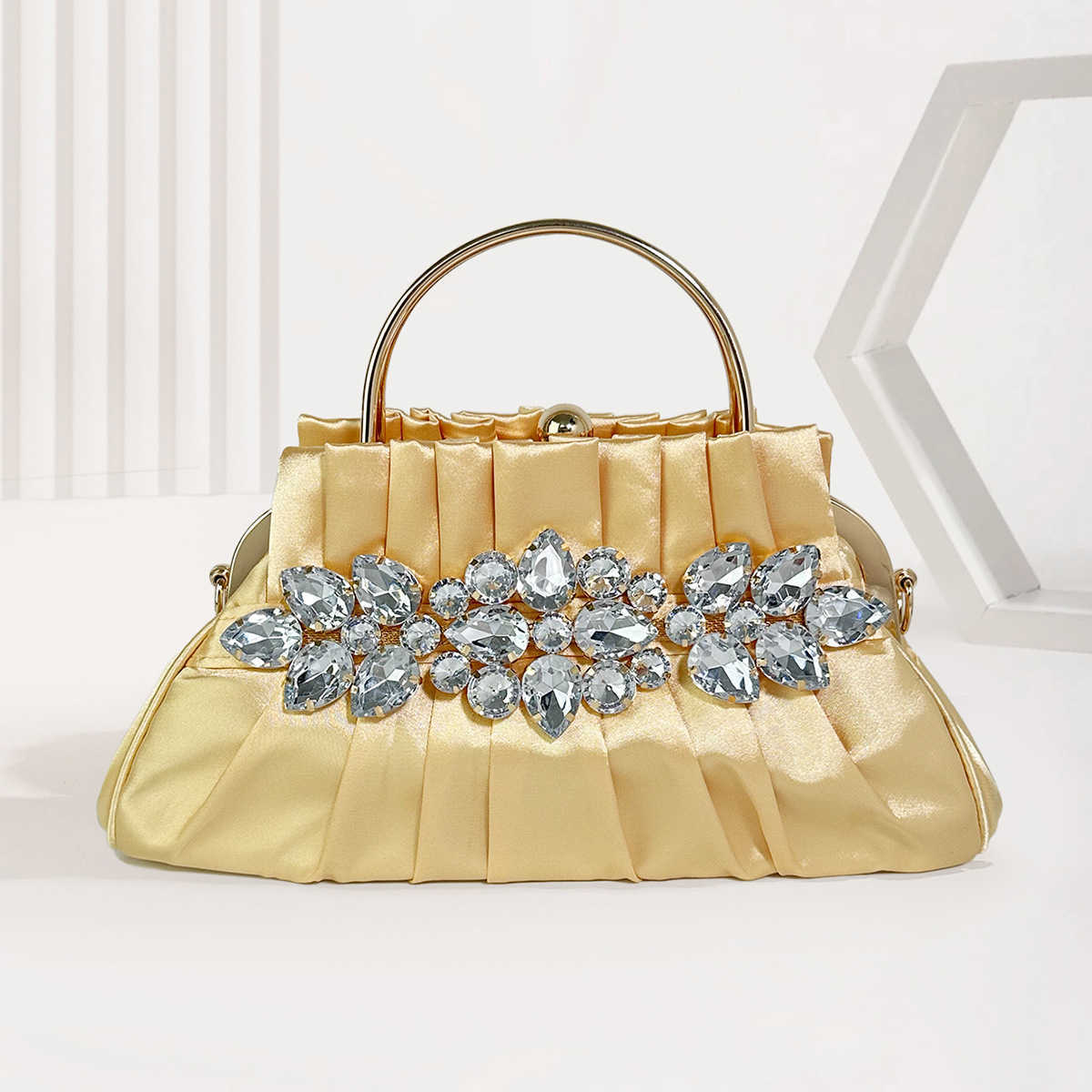bag for girls High grade imitation silk studded diamond hand celebrities Party pleated dinner 230317, Gold
bag for girls High grade imitation silk studded diamond hand celebrities Party pleated dinner 230317, Gold