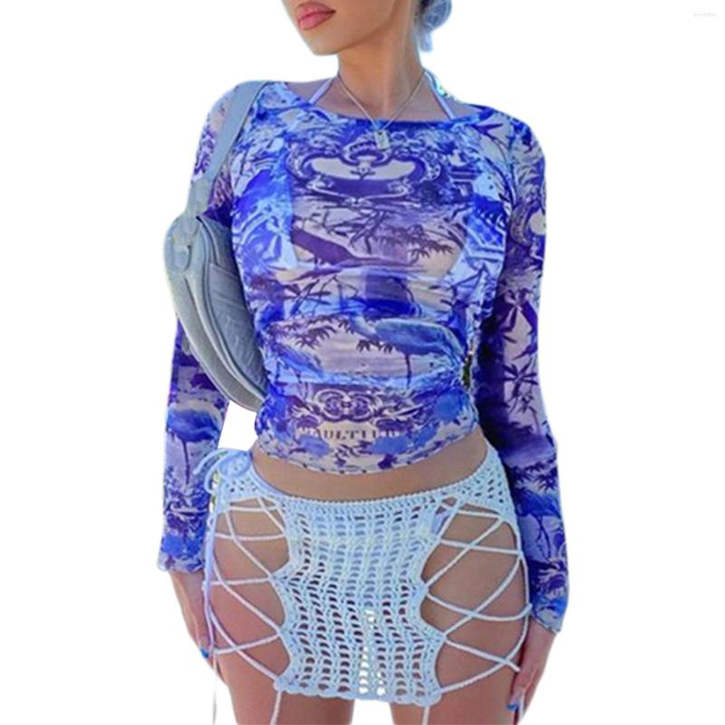 Women' T Shirts Sexy Womens Casual Long Sleeve Sheer T-shirt Polyester Fashion Printing Perspective Round Neck Slim Fit Tops, Multi
Women' T Shirts Sexy Womens Casual Long Sleeve Sheer T-shirt Polyester Fashion Printing Perspective Round Neck Slim Fit Tops, Multi