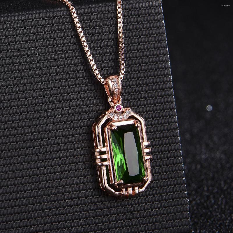 Chains Style Temperament Rectangular Imitation Rose Gold Colored Pendant Female