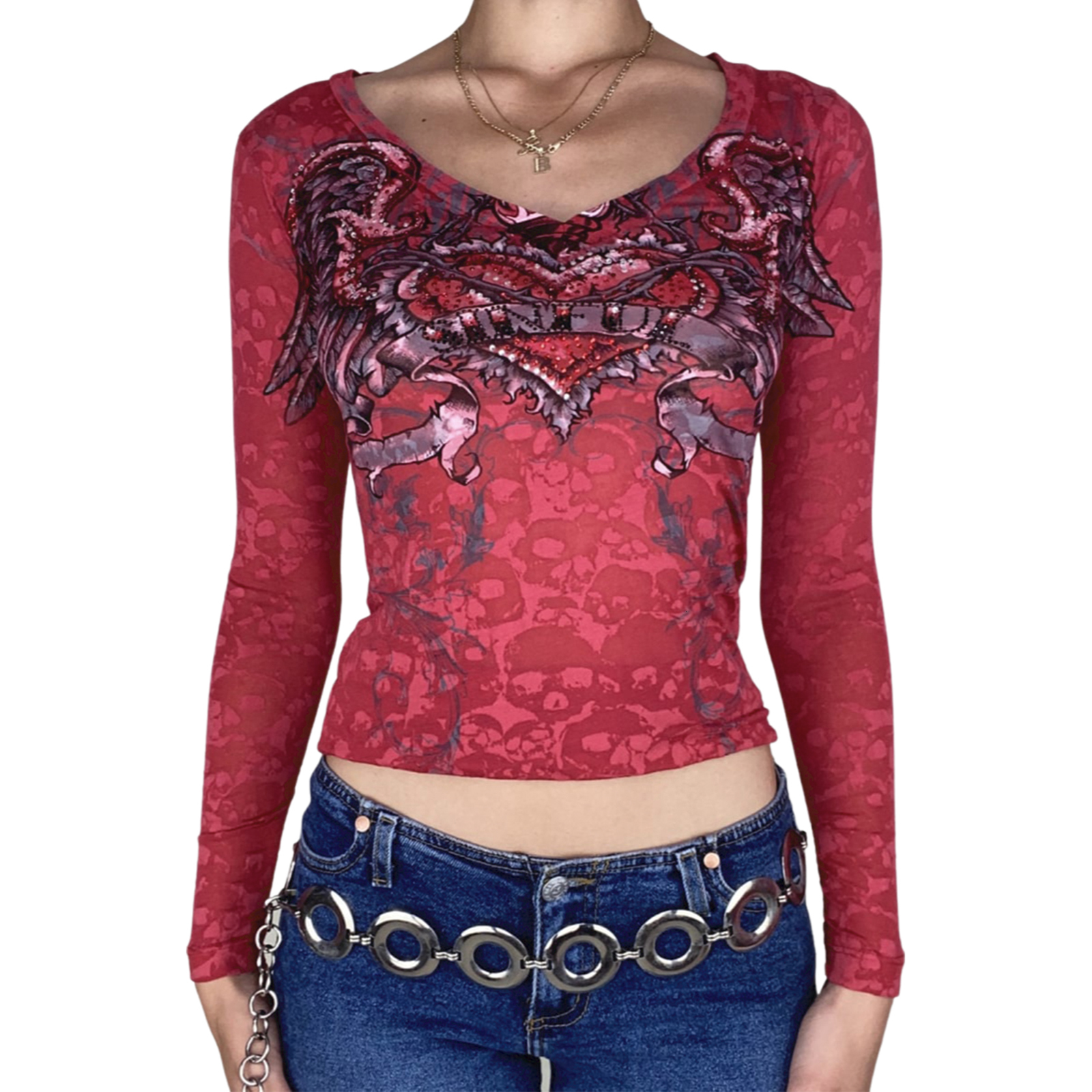Women's T-Shirt Women Y2k Long Sleeve Top Wing Graphic T-Shirt Slim Fit Blouse Tops Fairy Grunge 90s Vintage Harajuku Streetwear 230316, Red
Women's T-Shirt Women Y2k Long Sleeve Top Wing Graphic T-Shirt Slim Fit Blouse Tops Fairy Grunge 90s Vintage Harajuku Streetwear 230316, Red