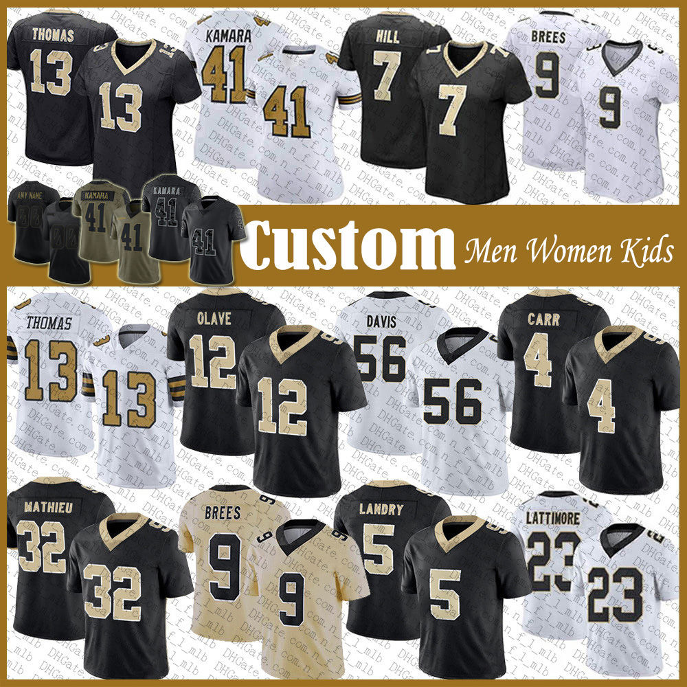 Custom Derek Carr Jamaal Williams Football Jersey Alvin Kamara Michael Thomas Taysom Hill Chris Olave Tyrann Mathieu Marshon Lattimore Demario Davis Jarvis Landry, Shown
Custom Derek Carr Jamaal Williams Football Jersey Alvin Kamara Michael Thomas Taysom Hill Chris Olave Tyrann Mathieu Marshon Lattimore Demario Davis Jarvis Landry, Shown