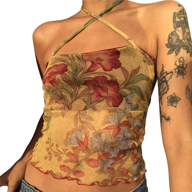 Women' T Shirts 2023 Women Sleeveless Slim Fit Crop Top Harajuku Streetwear Y2K Mesh Sheer Floral T-shirt E-girl 90s Vintage Halter Tops, Picture shown
Women' T Shirts 2023 Women Sleeveless Slim Fit Crop Top Harajuku Streetwear Y2K Mesh Sheer Floral T-shirt E-girl 90s Vintage Halter Tops, Picture shown