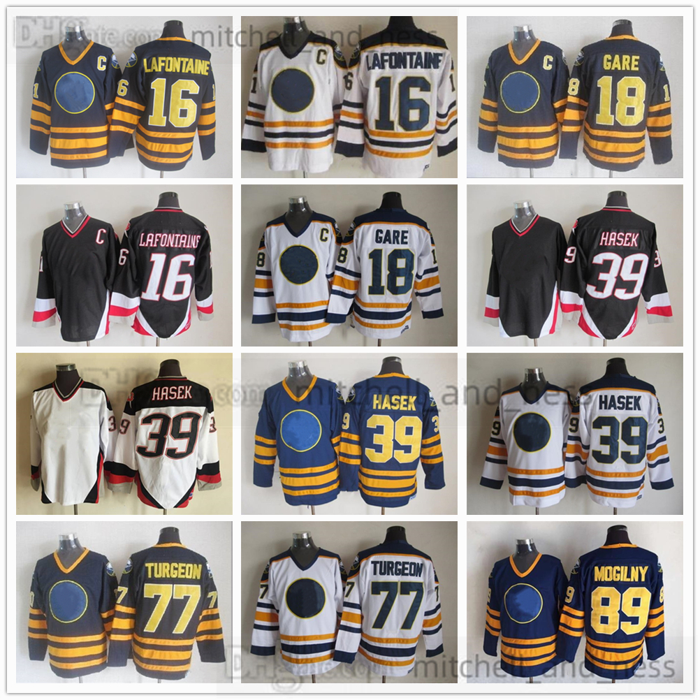 Movie Vintage Hockey Jersey Retro CCM Embroidery 16 Pat LaFontaine Jersey 18 Danny Gare 39 Dominic Hasek 77 Pierre Turgeon 89 Alexander Mogilny Jerseys, Aspicture (with team name)
Movie Vintage Hockey Jersey Retro CCM Embroidery 16 Pat LaFontaine Jersey 18 Danny Gare 39 Dominic Hasek 77 Pierre Turgeon 89 Alexander Mogilny Jerseys, Aspicture (with team name)