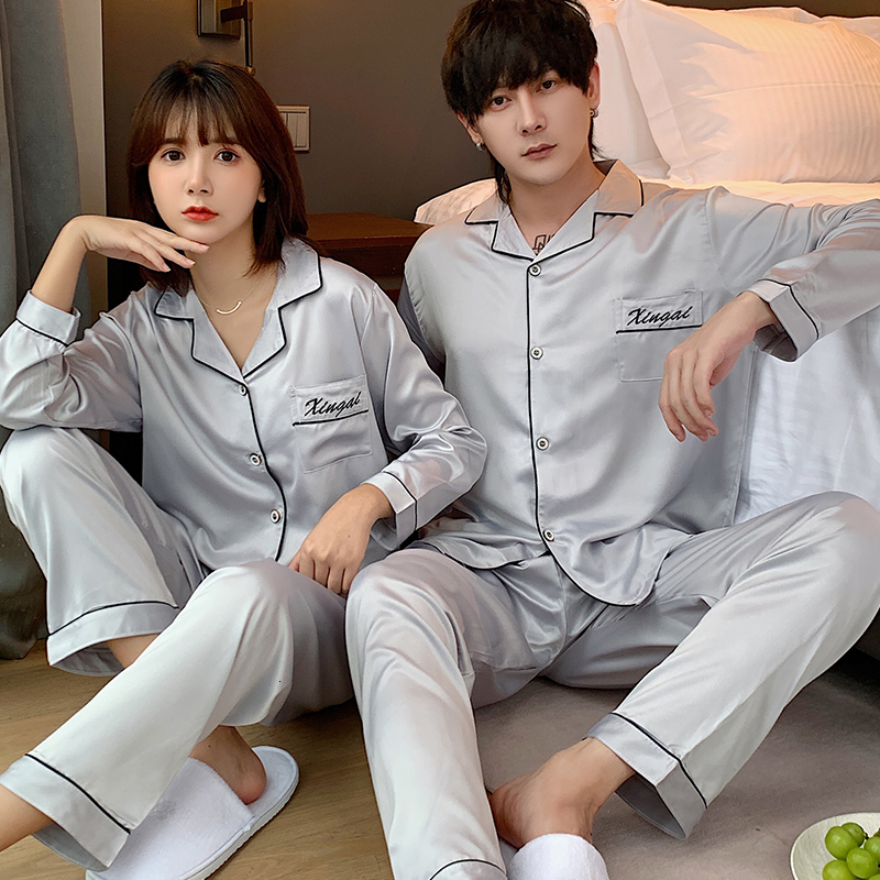 Men's Sleepwear Couple Pajamas for Lovers Spring and Autumn Long-sleeved Couple Pajamas Women Cute Thin Ice Silk Men's Silk Home Service 230317, 09
Men's Sleepwear Couple Pajamas for Lovers Spring and Autumn Long-sleeved Couple Pajamas Women Cute Thin Ice Silk Men's Silk Home Service 230317, 09