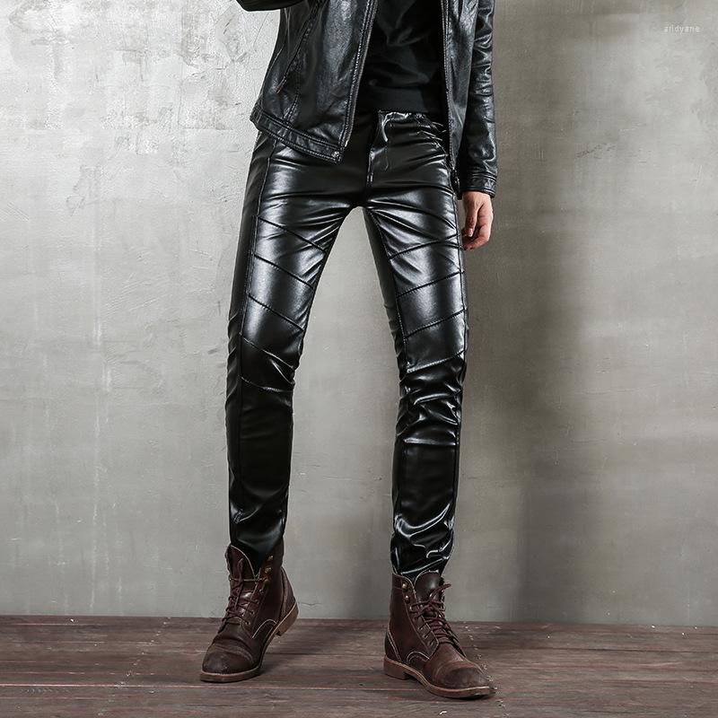 Men's Pants Men's Punk Leather PU Motorcycle Trousers Youth Splicing Skinny Fo Male, Black
Men's Pants Men's Punk Leather PU Motorcycle Trousers Youth Splicing Skinny Fo Male, Black