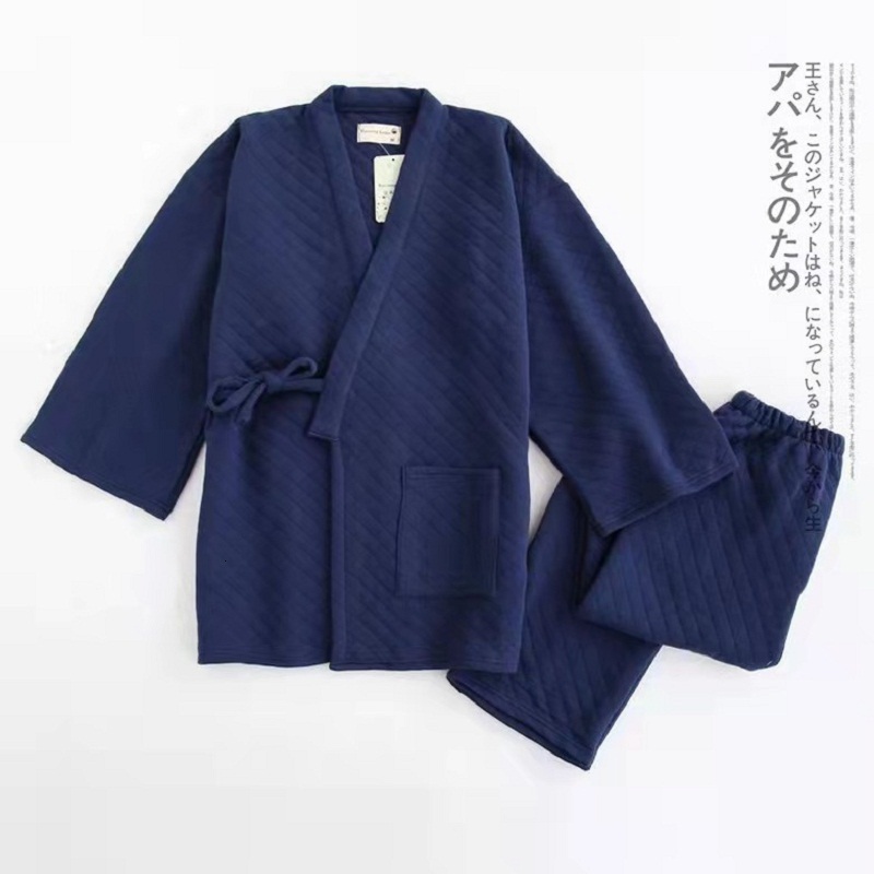 Men's Sleepwear Style men's Winter Pajamas Set Home Thicken Warm Cotton Male Pijama Pyjama Masculin Loungewear Kimono Clothes Suit Masculino