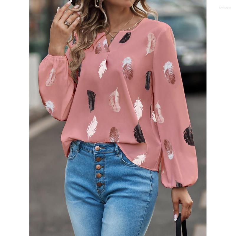 Women's Blouses Spring And Autumn European American Fashion V-neck Feather Print Trumpet Long-sleeved Loose Chiffon Top Women's, White
Women's Blouses Spring And Autumn European American Fashion V-neck Feather Print Trumpet Long-sleeved Loose Chiffon Top Women's, White