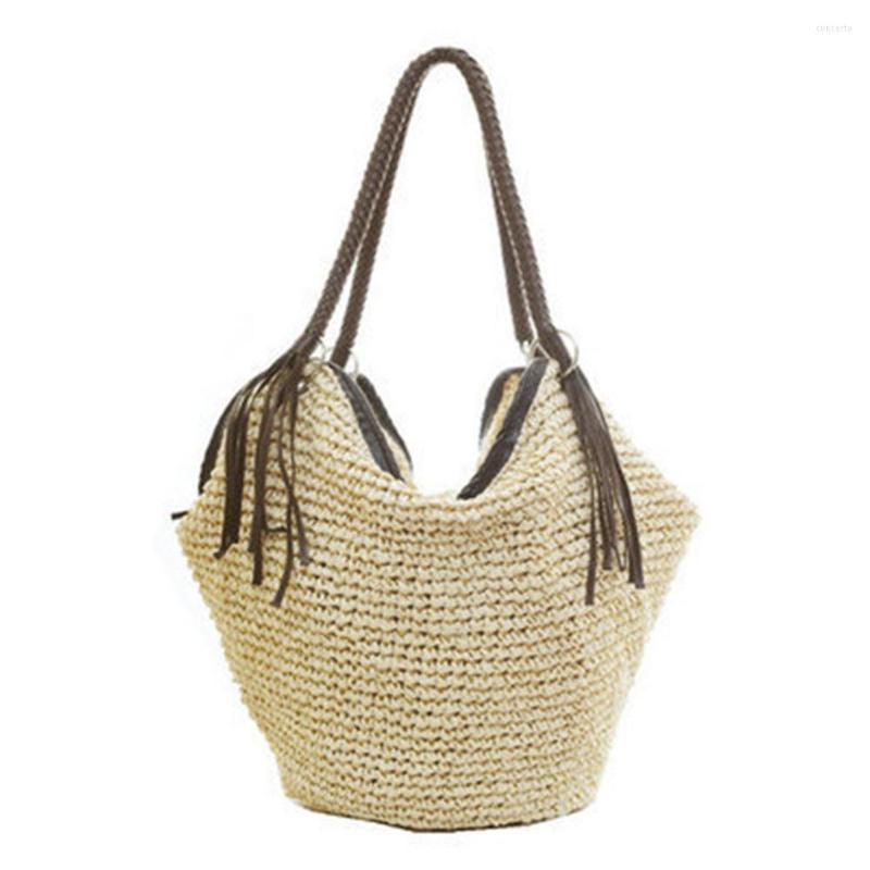 Shoulder Bags Bohemian Hand Woven Straw Bag Fashion Casual Tote Large Capacity Beach Vacation Bucket For Women Travel Handbag
Shoulder Bags Bohemian Hand Woven Straw Bag Fashion Casual Tote Large Capacity Beach Vacation Bucket For Women Travel Handbag