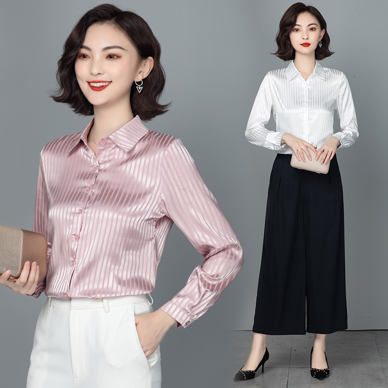Women's Blouses Shirts Elegant striped satin silk shirt women blouse fashion long-sleeved striped shirt office ladies white work shirt female Party top 230317, Pink
Women's Blouses Shirts Elegant striped satin silk shirt women blouse fashion long-sleeved striped shirt office ladies white work shirt female Party top 230317, Pink