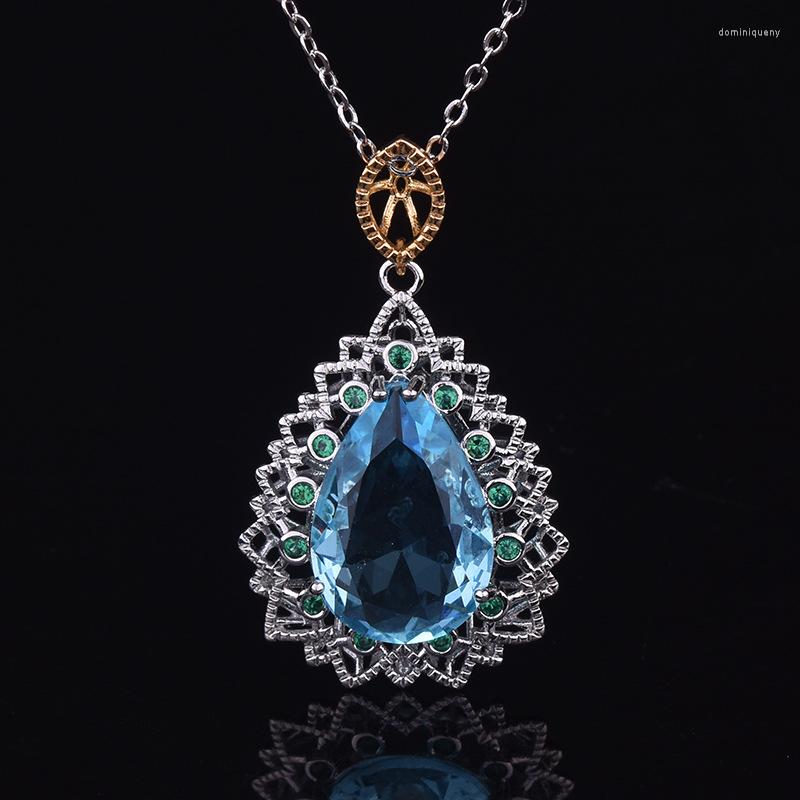 Pendant Necklaces Inlaid Imitation Aquamarine Topaz Creative Emerald Gold Plated Drop Pear Necklace For Women Party Jewelry Accessories
Pendant Necklaces Inlaid Imitation Aquamarine Topaz Creative Emerald Gold Plated Drop Pear Necklace For Women Party Jewelry Accessories
