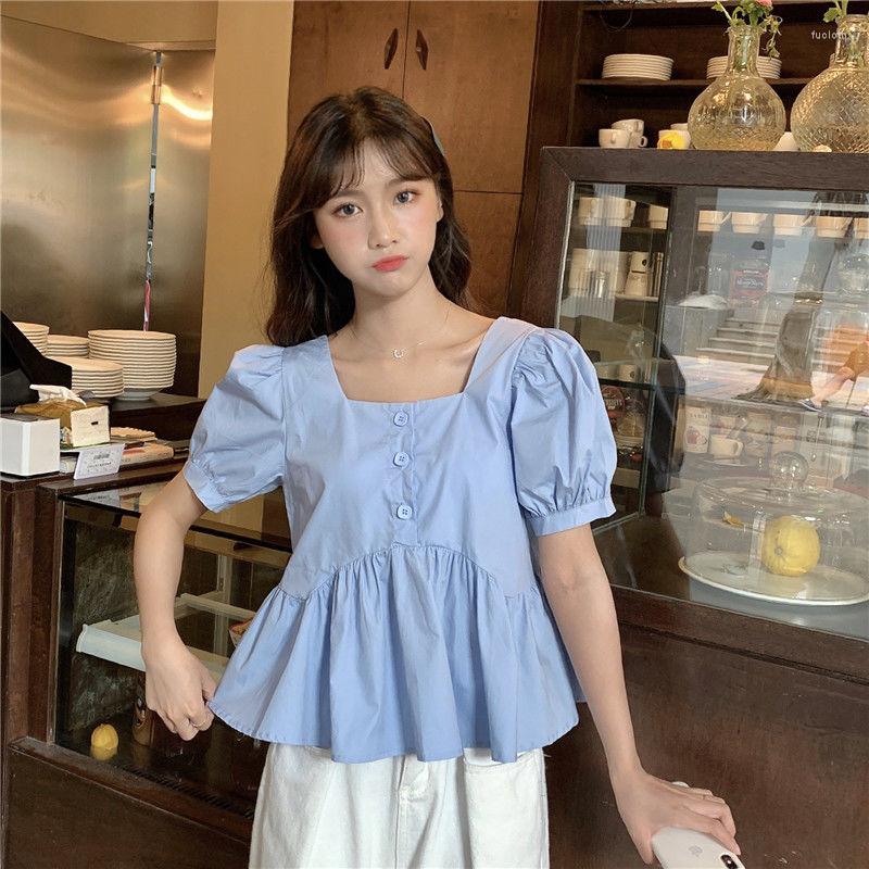 Women' Blouses Women Summer Puff-sleeve Shirts Pleated Ruffles Square Collar Sweet Girls All-match Students Kawaii Korean Style Chic, Blue
Women' Blouses Women Summer Puff-sleeve Shirts Pleated Ruffles Square Collar Sweet Girls All-match Students Kawaii Korean Style Chic, Blue