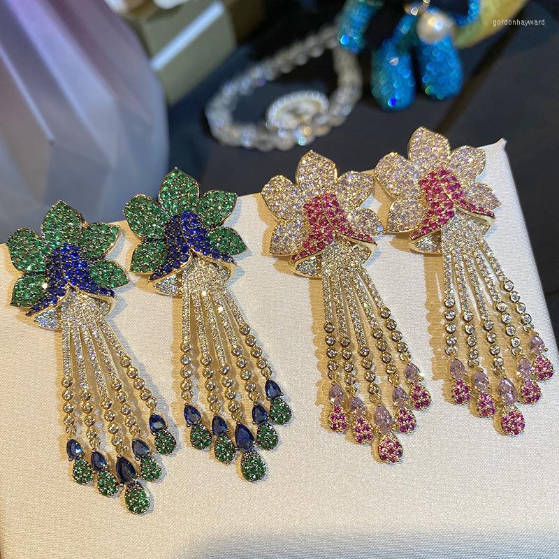 Dangle Earrings Colorful Flowers Tassel Earring Fashion Luxurious Green Cubic Zircon For Women Europe And America Lady Jewelry Accessories
Dangle Earrings Colorful Flowers Tassel Earring Fashion Luxurious Green Cubic Zircon For Women Europe And America Lady Jewelry Accessories
