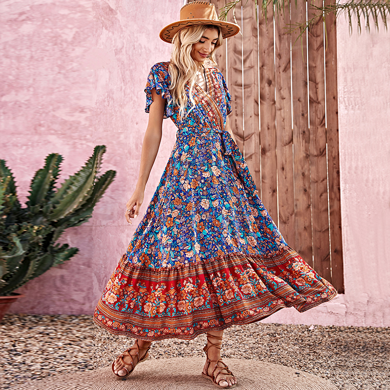 Casual Dresses Summer Beach Floral Print Dress for Women Bohemian Elegant Ladies V neck Short Sleeve Female Robe Boho Hippie Maxi 230317, Blue
Casual Dresses Summer Beach Floral Print Dress for Women Bohemian Elegant Ladies V neck Short Sleeve Female Robe Boho Hippie Maxi 230317, Blue