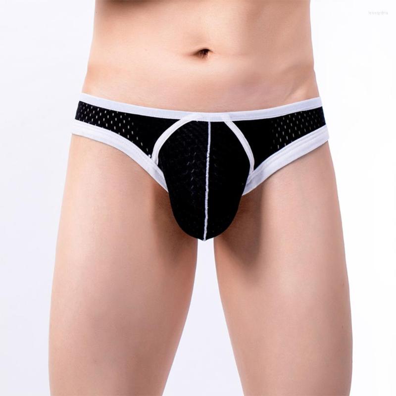 

Underpants Men Briefs Sexy Low-Rise U Convex Pouch Panties Breathable Knickers Mesh Bikini Underwear Brief Tanga Slip, Black