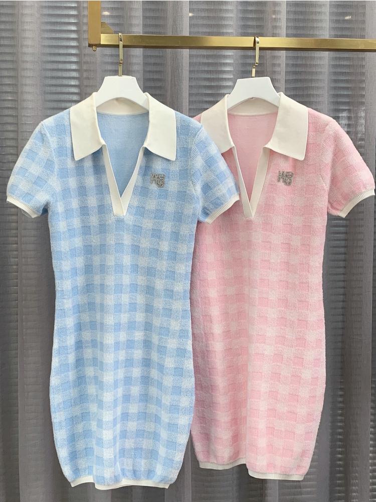 Casual Dresses Women Dress 2023 Spring And Summer Lapel Rhinestone Letter Plaid Print Slim Short-sleeved Knitted Mini DressCasual, Blue
Casual Dresses Women Dress 2023 Spring And Summer Lapel Rhinestone Letter Plaid Print Slim Short-sleeved Knitted Mini DressCasual, Blue