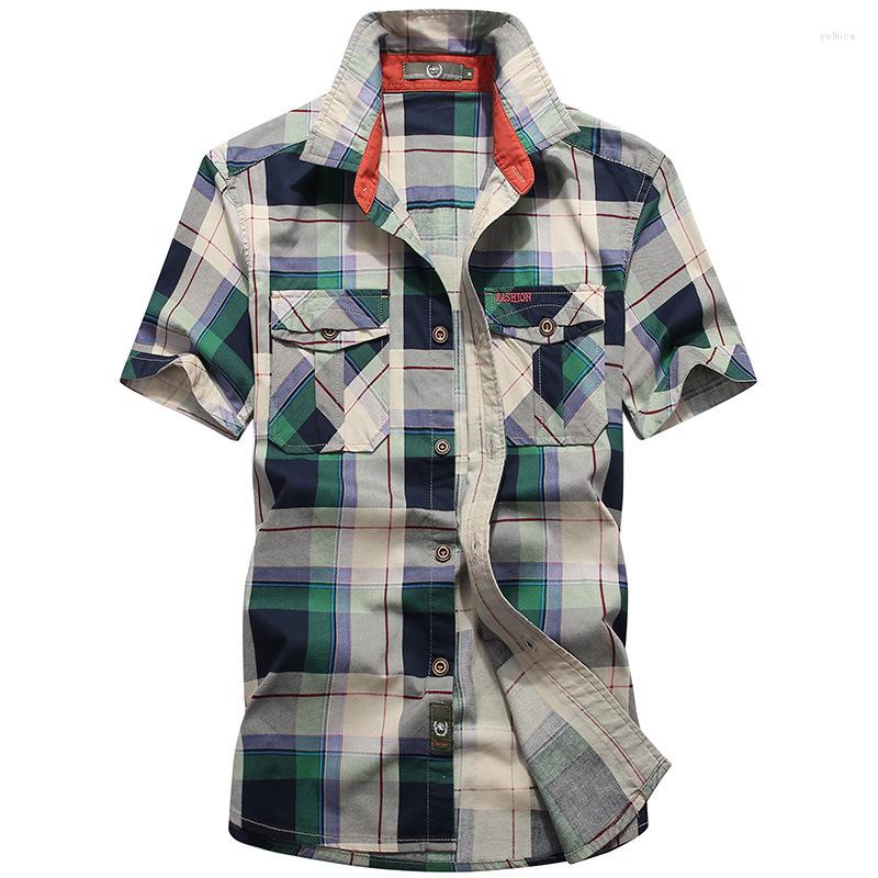 Men's Casual Shirts 2023 Summer Men's Tooling Plaid Shirt Classic Loose Short Sleeve Cotton Men Top Fashion All-match Male, Red
Men's Casual Shirts 2023 Summer Men's Tooling Plaid Shirt Classic Loose Short Sleeve Cotton Men Top Fashion All-match Male, Red