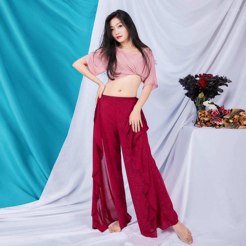 Stage Wear Impact Colors Belly Dance Training Clothing Stretch Tie Top Wide Leg Pants Set For Class Bellydance Costume 2pcs, Pink top
Stage Wear Impact Colors Belly Dance Training Clothing Stretch Tie Top Wide Leg Pants Set For Class Bellydance Costume 2pcs, Pink top