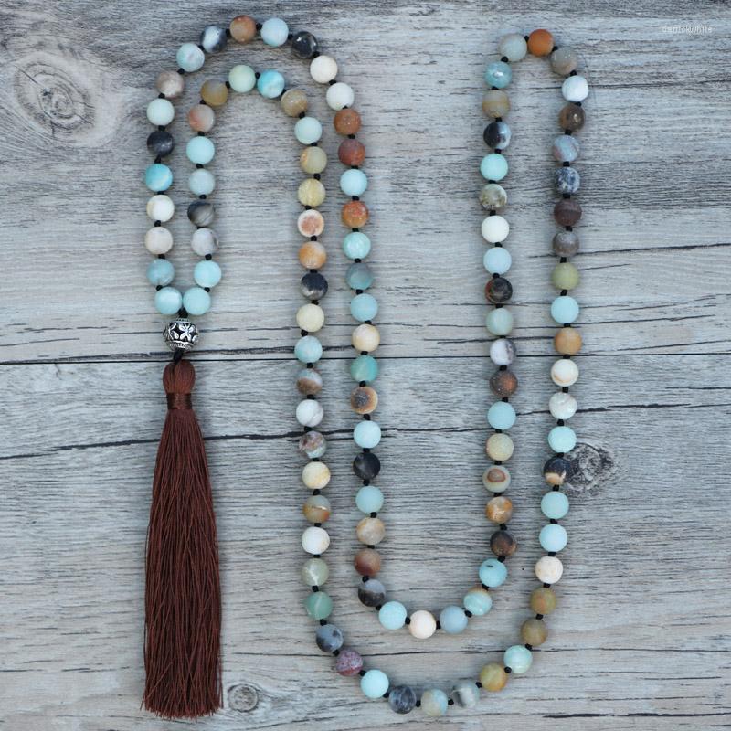 Pendant Necklaces EDOTHALIA 8MM Matte Amazonite Beads Womens Yoga Gift Natural Stone Handmade Knotted Tassels Long
Pendant Necklaces EDOTHALIA 8MM Matte Amazonite Beads Womens Yoga Gift Natural Stone Handmade Knotted Tassels Long