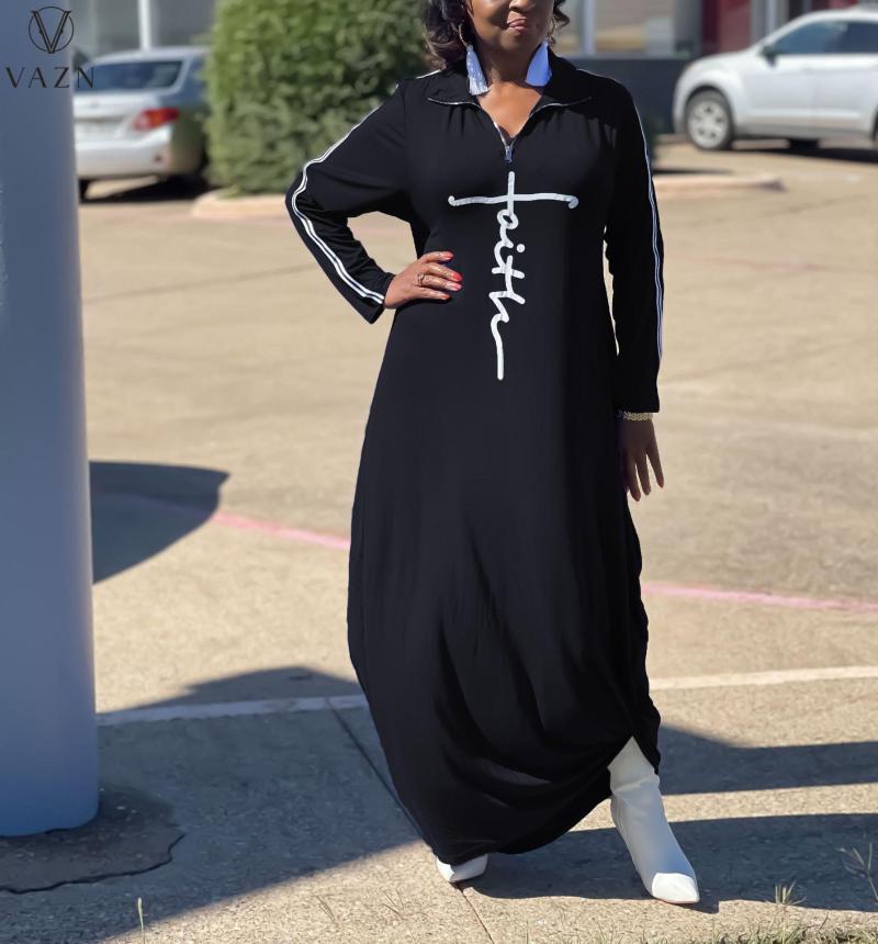 Casual Dresses VAZN 2023 Luxury Designer Women Fashion Street Style Long Dress Sleeve Lapel Letters Zipper Floor Length, Black
Casual Dresses VAZN 2023 Luxury Designer Women Fashion Street Style Long Dress Sleeve Lapel Letters Zipper Floor Length, Black