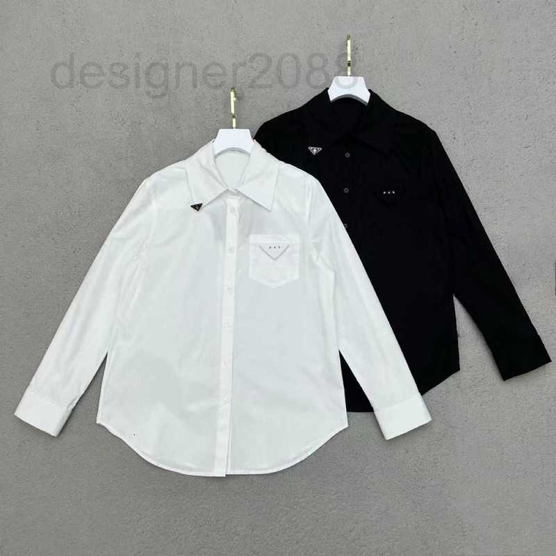 Women' Blouses & Shirts designer Early Spring 2023 New Polo Neck Chest Pocket Cuff Triangle Decorative Single breasted Long Sleeve Arc Swing Shirt For Women BHG9, White4
Women' Blouses & Shirts designer Early Spring 2023 New Polo Neck Chest Pocket Cuff Triangle Decorative Single breasted Long Sleeve Arc Swing Shirt For Women BHG9, White4