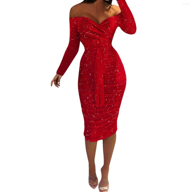 Casual Dresses Sexy Party Wedding Fashoin Glitter Off The Shoulder Sheath Robes Summer Bandage Long Sleeve Mid-calf Vestidos Sundress, Black
Casual Dresses Sexy Party Wedding Fashoin Glitter Off The Shoulder Sheath Robes Summer Bandage Long Sleeve Mid-calf Vestidos Sundress, Black