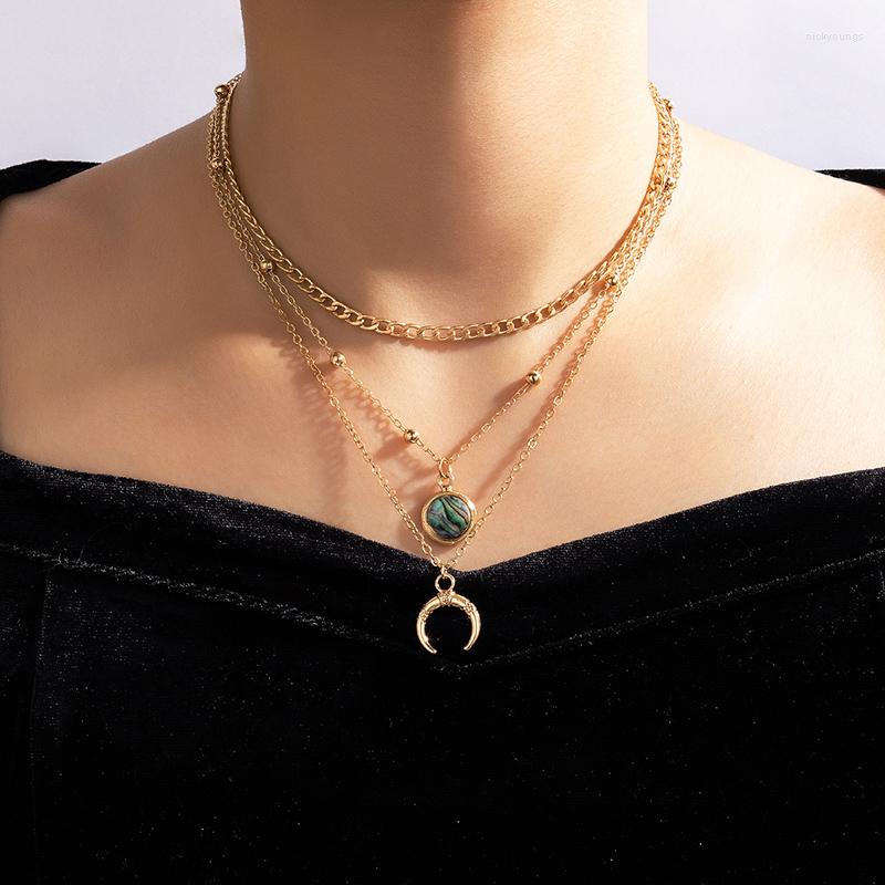 Chains Bohemian Moon Pendant Neckalce For Women Colorful Stone Multi-layer Sweater Choker Alloy Metal Party Jewelry Collar 17934
Chains Bohemian Moon Pendant Neckalce For Women Colorful Stone Multi-layer Sweater Choker Alloy Metal Party Jewelry Collar 17934