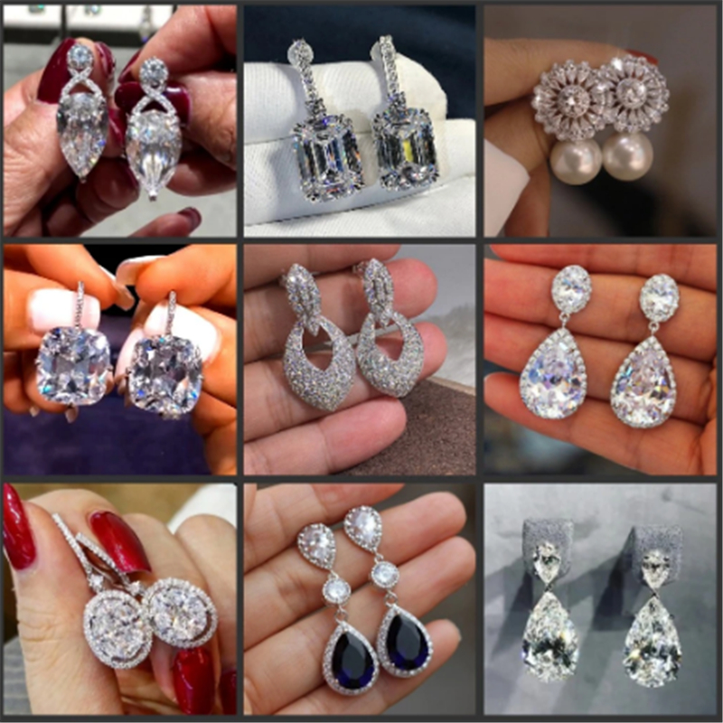 Styles Lab Moissanite Dangle Earring sterg sier Jewelry Party Wedding Drop Earrings for Women Bridal Birthday Gift