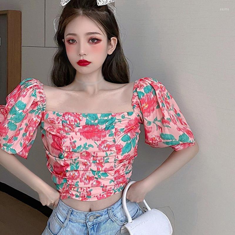 Women's Blouses Summer Women Floral Printed Fashion Sweet Female Square Collar Bubble Sleeve Short Tops, Pink
Women's Blouses Summer Women Floral Printed Fashion Sweet Female Square Collar Bubble Sleeve Short Tops, Pink