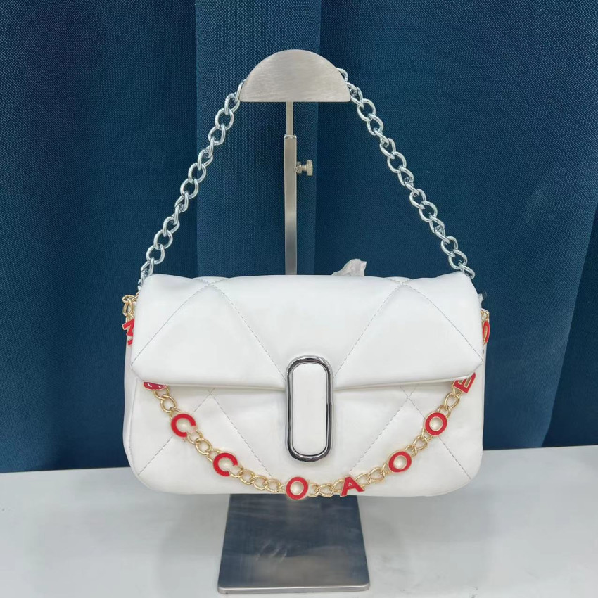 NEW women letter chain shoulder bags fashion metallic small handbags genuine leather hasp crossbody purses party evening totes
