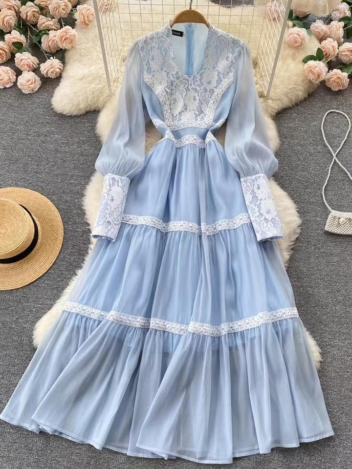 Casual Dresses WITNAYUW Fashion Spring Summer Lace Patchwork Slim Lady Full Dress A Line Chiffon V Neck Pullover Puff Sleeve Women, Blue
Casual Dresses WITNAYUW Fashion Spring Summer Lace Patchwork Slim Lady Full Dress A Line Chiffon V Neck Pullover Puff Sleeve Women, Blue