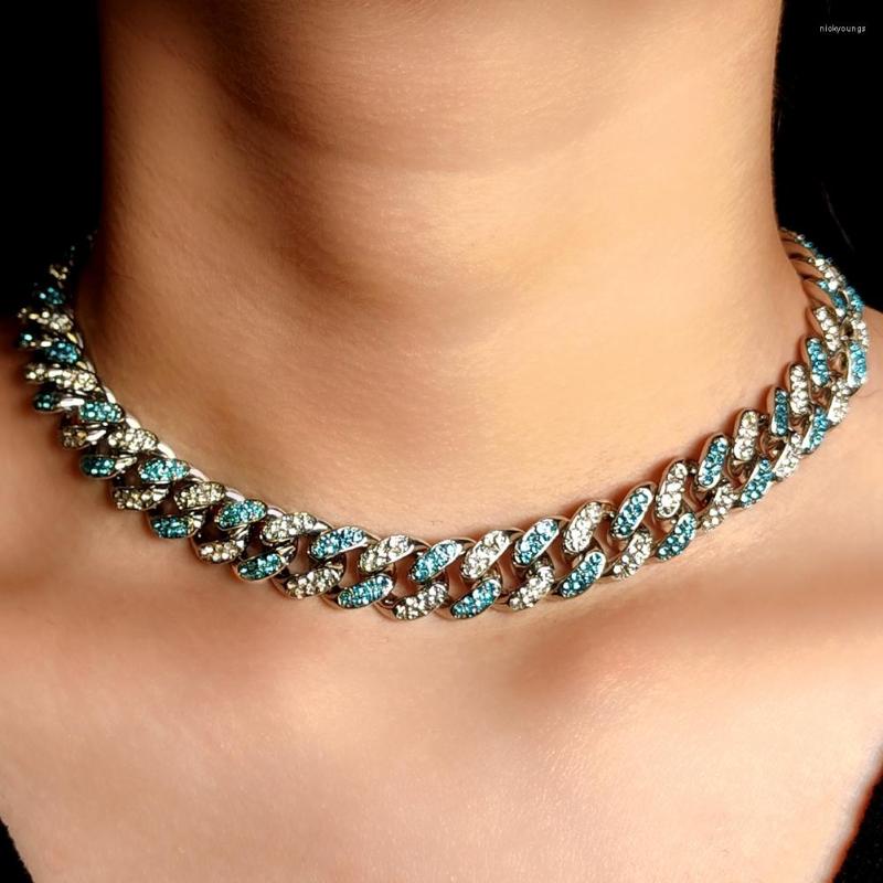 Chains Trendy Iced Out Blue Crystal Cuban Choker Necklace For Women 13MM Paved 2 Row Rhinestone Link Chain Hip Hop Jewelry
Chains Trendy Iced Out Blue Crystal Cuban Choker Necklace For Women 13MM Paved 2 Row Rhinestone Link Chain Hip Hop Jewelry