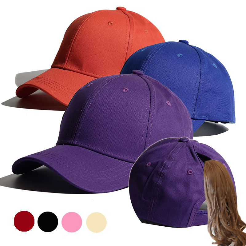 Ball Caps Solid Color High Ponytail Baseball Cap for Women Spring Summer Sunhat Running Hat Messy High Bun Ponytail Caps Female 230316