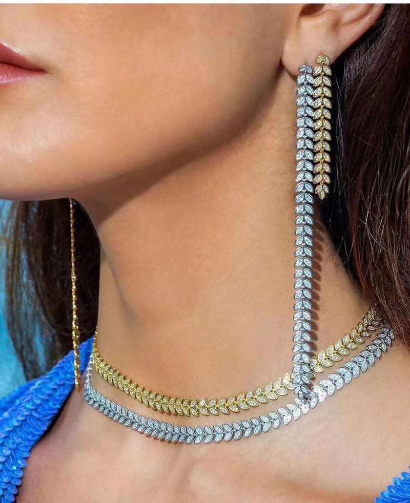 Necklace Earrings Set & Trendy Luxury 2PCS Tassels Drop Statement Jewelry For Women Wedding Full Cubic Zircon Dubai Bridal N-312Earrings Ear, Picture shown
Necklace Earrings Set & Trendy Luxury 2PCS Tassels Drop Statement Jewelry For Women Wedding Full Cubic Zircon Dubai Bridal N-312Earrings Ear, Picture shown