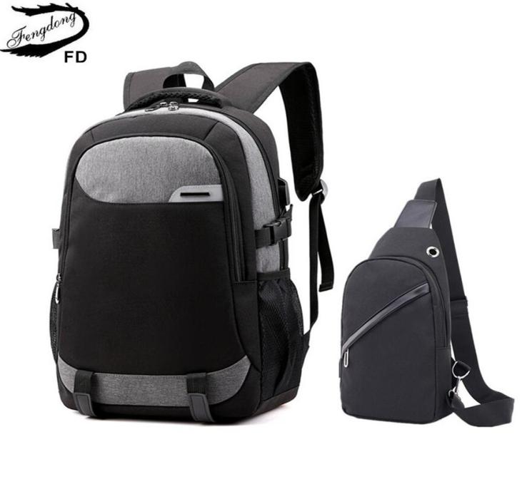 Fengdong big school bags for teenagers boys waterproof large school backpack usb charge boy sling chest bag set reflective strip L1822228, Black
Fengdong big school bags for teenagers boys waterproof large school backpack usb charge boy sling chest bag set reflective strip L1822228, Black