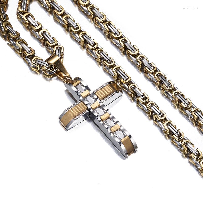 Pendant Necklaces Fashion Byzantine Chain Christ Crystal Cross Stainless Steel Necklace For Men Silver Gold Color Statement Jewelry
Pendant Necklaces Fashion Byzantine Chain Christ Crystal Cross Stainless Steel Necklace For Men Silver Gold Color Statement Jewelry