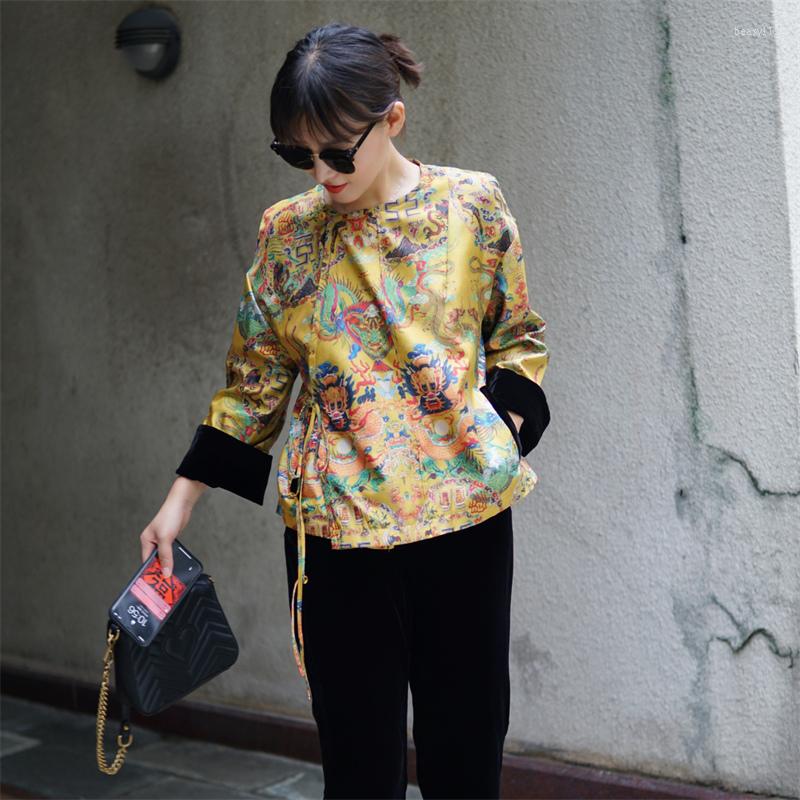 Women' Vests Chinese Wear A Jacket On Both Sides Silk Velvet Blouse Women' Oblique Breasted Lace-Up Dragon Print Autumn Lady Top -XL, Black
Women' Vests Chinese Wear A Jacket On Both Sides Silk Velvet Blouse Women' Oblique Breasted Lace-Up Dragon Print Autumn Lady Top -XL, Black