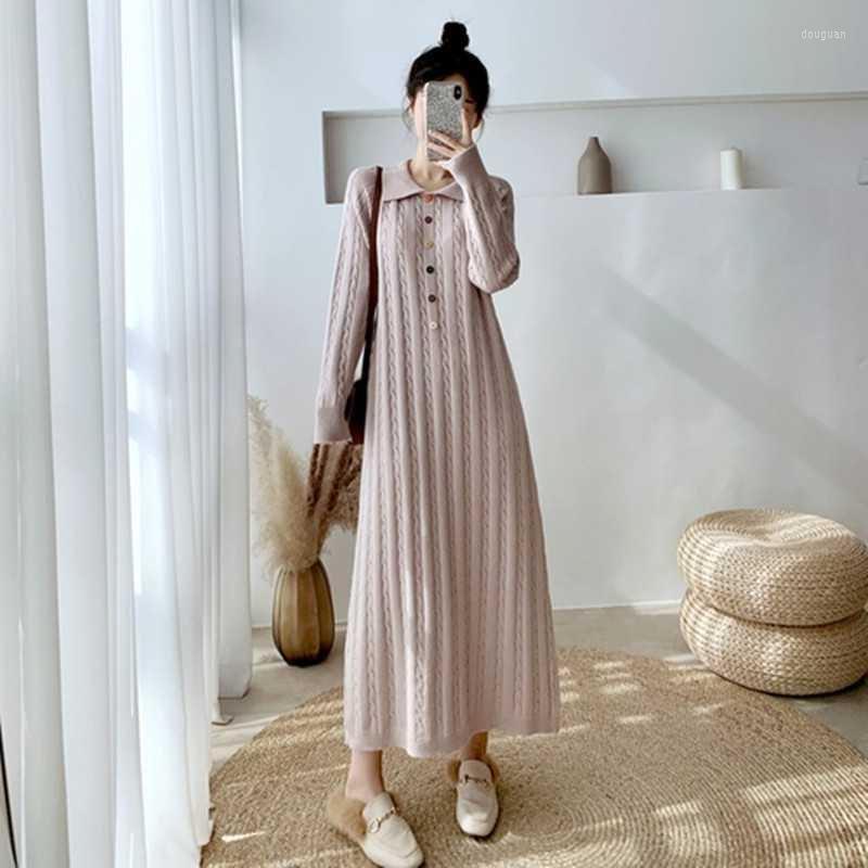 Casual Dresses Autumn And Winter Doll Collar Over The Knee To Keep Warm Twist Knitted Long Dress Thicken Loose Sweater Robe M802, Khaki
Casual Dresses Autumn And Winter Doll Collar Over The Knee To Keep Warm Twist Knitted Long Dress Thicken Loose Sweater Robe M802, Khaki